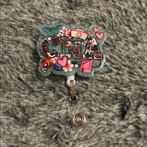 CNA Badge Reel with Heart and Nurse Cap Design